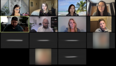 A zoom meeting with video blocks of the panelist