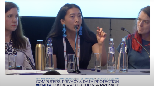 Kat Zhou speaking at a panel for CPDP