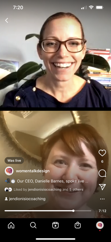 Jen Dionisio and Danielle talking during an IG Live